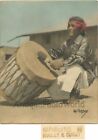 Acoma Indian Native American man w drum antique tinted photo Currey New Mexico