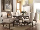 Traditional 7 piece Dining Room Set - Brown Table & Beige Chairs Furniture ICAT
