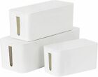 3Pcs Cable Management Box Cable Organizer Box Wires Power Strips Hide Box White