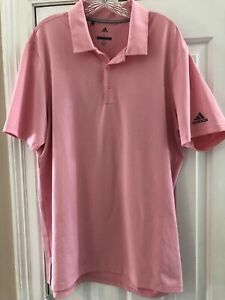 ADIDAS GOLF Men's SOLID Short Sleeve Polo Shirt Light Pink Sz L