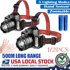 1/2x 99000000lm Super Bright LED Headlamp USB Rechargeable Band Flashlight Torch