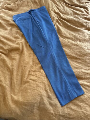 Bespoke Caruso trousers 44L 100% Wool French Blue Birdseye Stunning