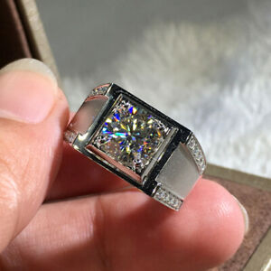Men Jewelry Fashion Cubic Zircon 925 Silver Filled Ring Wedding Ring Sz 8-12