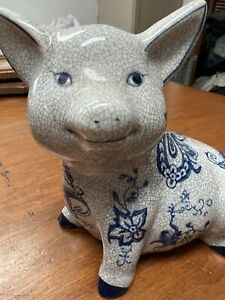 SALE!! 25% off Vintage Baum Blue and White Ceramic Pig (price already reduced)