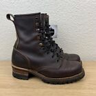 Frye Logger Boots Womens 8.5M Chocolate Brown Combat Lace Up Vibram Sole