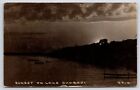 Milford Iowa~Sunset Thru Trees On Lake Okoboji~Rowboats~Dock~c1920s RPPC