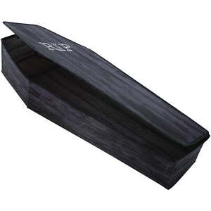 Coffin with Lid Wooden Look Halloween Decoration