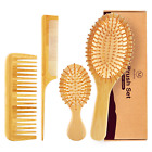 Moyretty Bamboo Hair Brush Comb Set - Natural Wooden Hairbrush Paddle