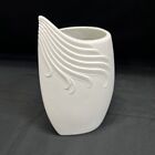 Vintage A.K. Kaiser 713 White Bisque Porcelain Modernist Op Art Vase by M. Frey
