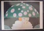 vtg postcard Erte, Spring rain art painting unposted