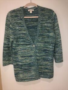 Coldwater Creek Women’s Knit Cardigan Multicolor V Neck Button 3/4 Sleeve XL(16)