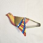 Vtg Litho Tin Bird Squeeze Toy Moveable Wings Chirping Sound 1960s