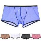 Mens Sexy See Through Boxer Briefs Sheer Mesh Underwear Shorts Trunks Underpants