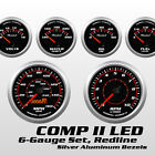 C2 Redline 6 Gauge Set, Silver Bezels,  5 Range Fuel Level, Electric Speedo 2364