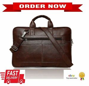 Men's Brown Synthetic Leather Briefcase Best Laptop Messenger Bag