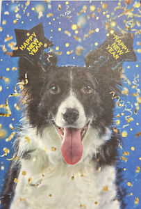 Happy New Year , Dog Celebrating, Greeting Card
