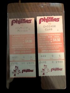 New ListingVintage Philadelphia Phillies Ticket Lot (2). 6/10/79 & 6/8/80 Braves and Cubs