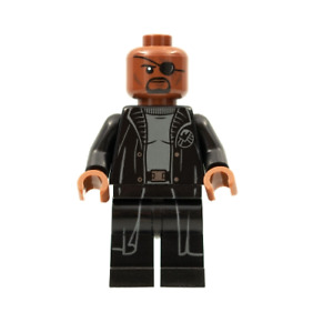 LEGO MARVEL 76216 - sh585b Nick Fury - Gray Sweater, Black Trench Coat