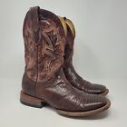 Stetson Boots Mens 10.5D Brown Lizard Leather Exotic Vintage Handmade