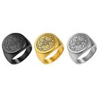Men's Stainless Steel/Yellow Gold Plated Seals of The Seven Archangels Band Ring