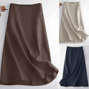 Fashion Women Summer High Wasist Casual Holiday Party Loose Swing Long Skirt