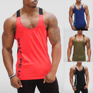 Men Gym Tank Top Vest Sleeveless Bodybuilding Fitness Muscle Tee T Shirt Summe ♬