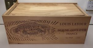 VTG Louis Latour Vineyard FRENCH WINE Crate W/ LID INSERT LRG WOOD BOX FRANCE!