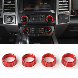 Air Condition Audio Switch Knob Trim Cover Red For Ford F150 2015-20 Accessories (For: 2017 Ford F-150 XLT)