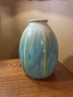 Blue/Tan/White Drip Glaze  Vase Studio Pottery  8” Tall
