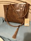 nwt Patricia Nash Handbag Map “Cameley” Leather In Riot Rust