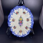 Vestal 37 Portugal Pottery Hand Painted Fluted Blue Floral Dish 7”x8.5”
