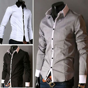 Mens Dress Shirts Long Sleeves Luxury Casual Slim Fit Business Mulitcolor Shirts
