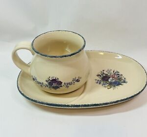 Home & Garden Party Ltd. Ceramic Soup Mug w/Floral Design & Snack Plate