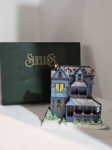 Sheila's ~ Wood House Shelf Sitter ~ The Night Before Christmas ~ 1998 ~ Signed