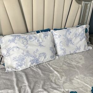 Blue And White Toile Pillow Cover Set Of 2 Queen Pillow 100% Cotton