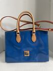 Dooney and Bourke Women’s Blue Janine Medium Patent Leather Satchel Bag Purse