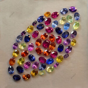 16 Pcs Natural Mix Color Sapphire CERTIFIED Gemstone Oval Lot 7x5 MM