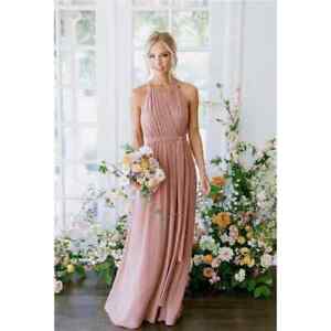 Revelry Pink Dessert Rose Eliza Chiffon Faux Wrap Bridesmaid Dress Size 8