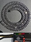 BLACK MOISSANITE 8mm Real Miami Cuban Link Prong Chain Iced 925 Silver Necklace