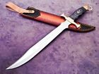 CUSTOM HAND FORGED D2 STEEL BLADE BOWIE HUNTING KNIFE D2 SWORD KNIFE W/SHEATH 5