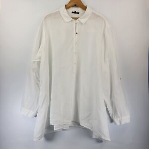 Eileen Fisher Womens White Irish Linen Blouse Size XL Pullover FLAWED