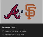 2 Tickets San Francisco Giants @ Atlanta Braves 7/2/24. Sec. 341, Row 6. Etix