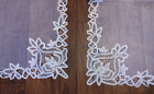 ♡Fabulous two french antique net & tape lace curtains 36x2 =72in x 87 in  d13