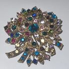 Vintage Napier Brooch Pin Tree of Life or Flower Multicolored Multi-stoned