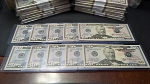 (10) $50 Fifty DOLLAR BILLS - $500 UNCIRCULATED - SEQUENTIAL  New York 2017A