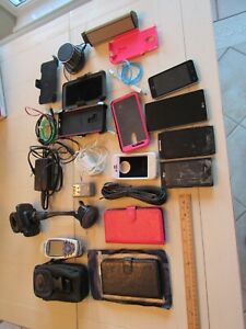 Electronics Collection Lot - Many Items, cell phones, holder, speakers, etc.