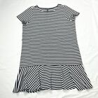 Lauren Ralph Lauren Size 2X Peplum Black White Striped Dress Ruffled Bottom EUC
