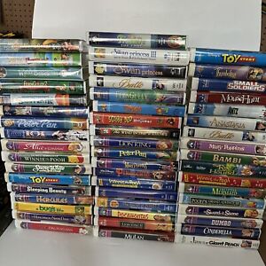 Lot 52 Disney Dreamworks Fox VHS Movies Toy Story Lion King Space Jam Bambi More