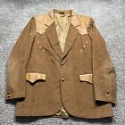 Vintage PIONEER WEAR Men's Size 44L Corduroy & Leather Western Blazer Sport Coat