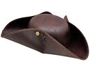 Dark Brown Pirate Tricorne Hat  Tricorn Faux Leather Colonial Costume